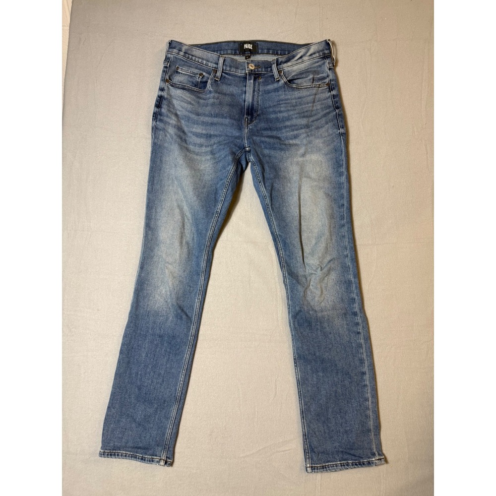 Paige Federal Mens 32 Light Wash Slim Straight Leg Denim Jeans